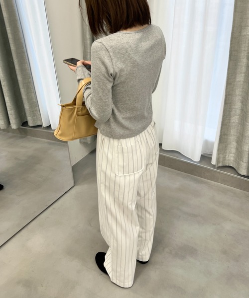 GIUNON(ジウノン)の「piping pocket stripe pants / パイピングポケットストライプパンツ(その他パンツ・レディース・ホワイト/アイボリー・0/1)」の9枚目の写真