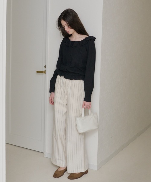 GIUNON(ジウノン)の「piping pocket stripe pants / パイピングポケットストライプパンツ(その他パンツ・レディース・ホワイト/アイボリー・0/1)」の12枚目の写真