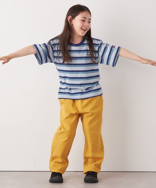 FRUIT OF THE LOOM（フルーツオブザルーム）の「FRUIT OF THE LOOM: 刺繍 ロゴ カラー ボーダー Tシャツ<KIDS>（Tシャツ/カットソー・キッズ・イエロー/ライトブルー・110/150/130）」の14枚目の写真