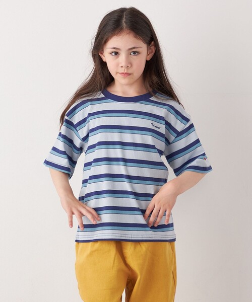 FRUIT OF THE LOOM（フルーツオブザルーム）の「FRUIT OF THE LOOM: 刺繍 ロゴ カラー ボーダー Tシャツ<KIDS>（Tシャツ/カットソー・キッズ・イエロー/ライトブルー・110/150/130）」の17枚目の写真