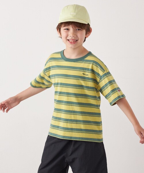 FRUIT OF THE LOOM（フルーツオブザルーム）の「FRUIT OF THE LOOM: 刺繍 ロゴ カラー ボーダー Tシャツ<KIDS>（Tシャツ/カットソー・キッズ・イエロー/ライトブルー・110/150/130）」の20枚目の写真