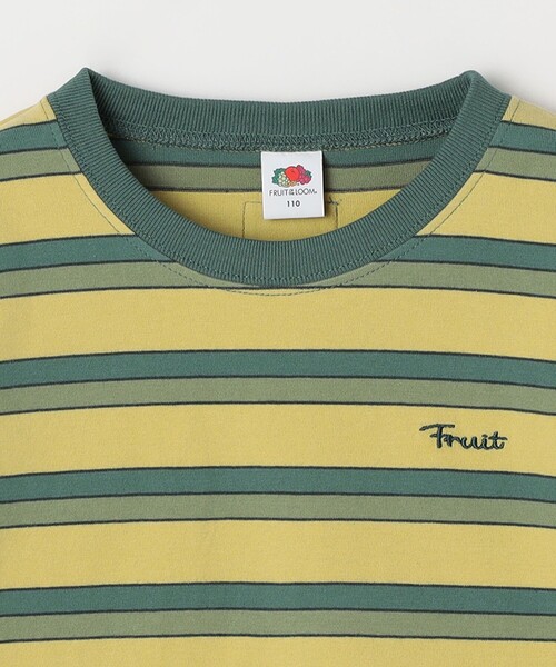 FRUIT OF THE LOOM（フルーツオブザルーム）の「FRUIT OF THE LOOM: 刺繍 ロゴ カラー ボーダー Tシャツ<KIDS>（Tシャツ/カットソー・キッズ・イエロー/ライトブルー・110/150/130）」の4枚目の写真