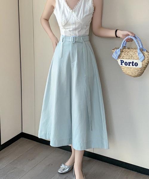 FAVORITO(ファヴォリート)の「ベルト付Aラインワイドレッグ(その他パンツ・レディース・ネイビー/モカ/ライトブルー・S/M/L/XL)」の2枚目の写真