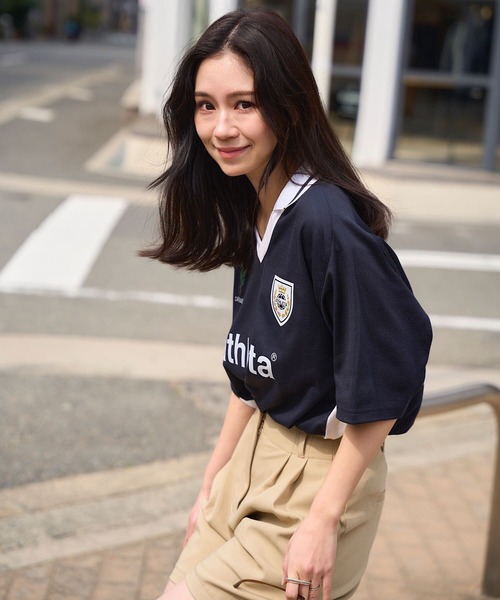 ATHLETA（アスレタ）の「［ athleta ］ゲームシャツ（Tシャツ/カットソー・レディース・ホワイト/ネイビー・M）」の8枚目の写真
