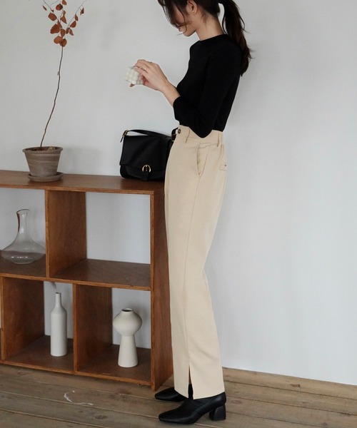 urge：（アージコロン ）の「【URGE:】シルエット フレア スリット パンツ（スラックス・レディース・アイボリー/ブラック/ライトベージュ/チャコールグレー/ブラウン/ミント・SMALL/MEDIUM/LARGE）」の18枚目の写真