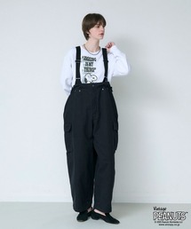 Johnbull ブラックサロペット サイズフリー Johnbull ジョンブル レディース バックサテン ワークサロペット