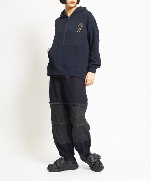 gomme（ゴム）の「フライトジャージー　ハーフジップパーカー（パーカー・レディース・グレー/ブラック/ネイビー・MEDIUM）」の19枚目の写真