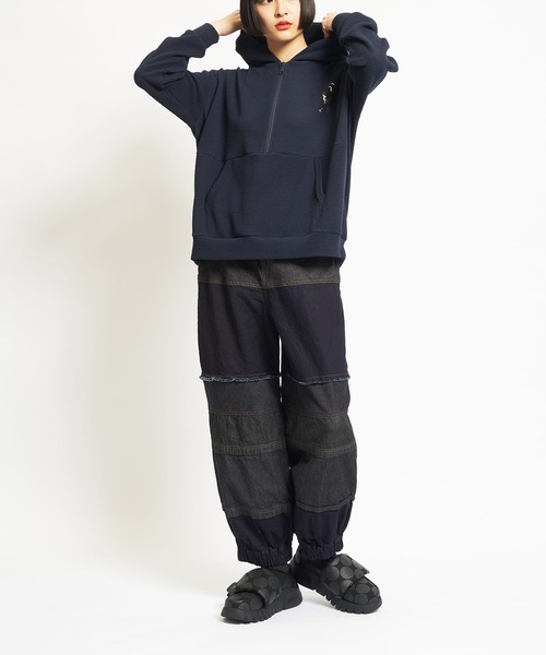 gomme（ゴム）の「フライトジャージー　ハーフジップパーカー（パーカー・レディース・グレー/ブラック/ネイビー・MEDIUM）」の20枚目の写真