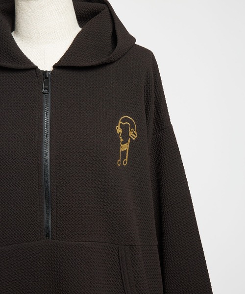 gomme（ゴム）の「フライトジャージー　ハーフジップパーカー（パーカー・レディース・グレー/ブラック/ネイビー・MEDIUM）」の7枚目の写真