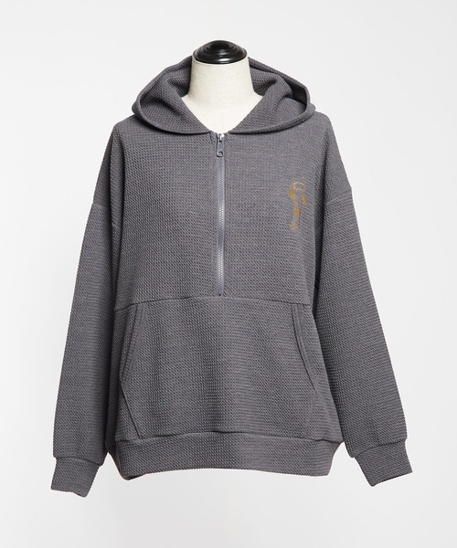 gomme（ゴム）の「フライトジャージー　ハーフジップパーカー（パーカー・レディース・グレー/ブラック/ネイビー・MEDIUM）」の10枚目の写真