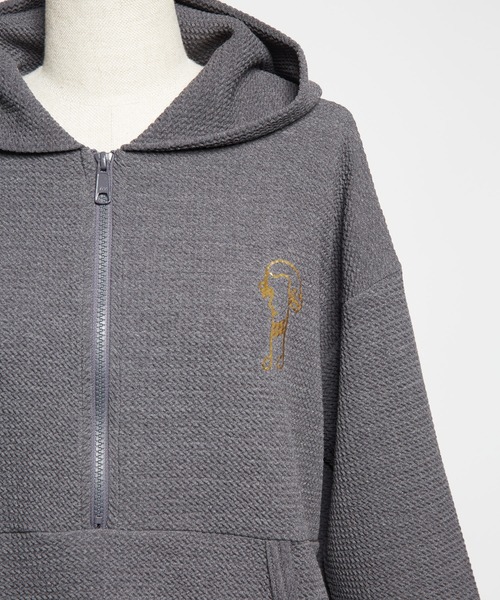 gomme（ゴム）の「フライトジャージー　ハーフジップパーカー（パーカー・レディース・グレー/ブラック/ネイビー・MEDIUM）」の13枚目の写真