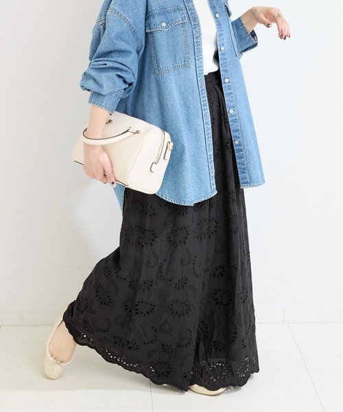 B.C STOCK(ベーセーストック)の「《追加3》【WEB限定】アイレットレイヤーイージーワイドパンツ(その他パンツ・レディース・ブラック/ホワイト・FREE)」の14枚目の写真