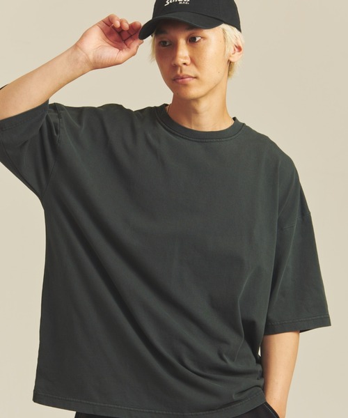 SHELTECH(シェルテック)の「SHELTECH-ピグメントプレーティング天竺-WideSSTEE(Tシャツ/カットソー・メンズ・ブラック・M/L/XL)」の1枚目の写真