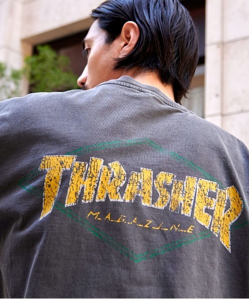 THRASHER(スラッシャー)の「『THRASHER/スラッシャー』DIAMOND LOGO PIGMENT半袖TEE (Tシャツ/カットソー・メンズ・ブラック系4/ブルー/ブラック系3/ブラウン/ブラック系1・L/M)」の3枚目の写真