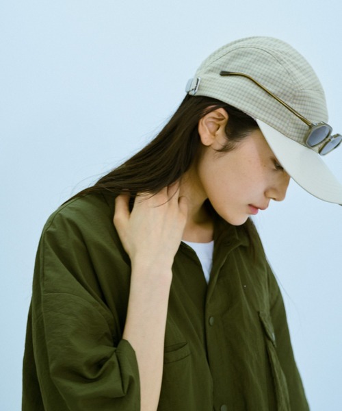 BROKEN BASE(ブロークンベース)の「ボーダーラインチェックCAP(キャップ・メンズ・アイボリー/グリーン・フリー)」の13枚目の写真