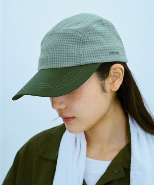 BROKEN BASE(ブロークンベース)の「ボーダーラインチェックCAP(キャップ・メンズ・アイボリー/グリーン・フリー)」の4枚目の写真