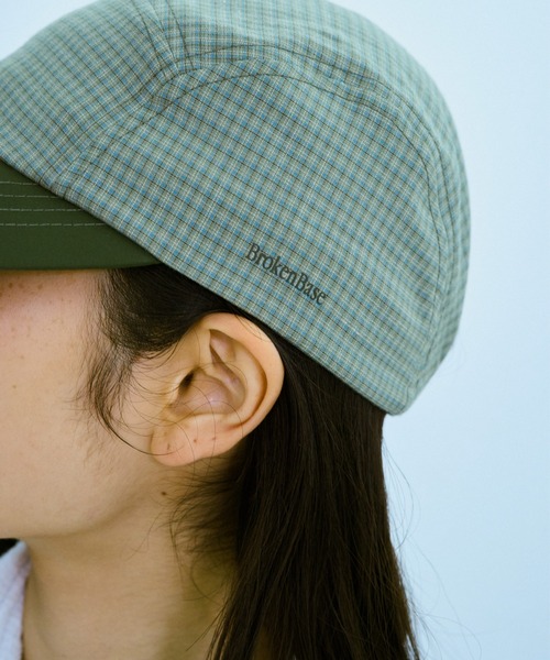 BROKEN BASE(ブロークンベース)の「ボーダーラインチェックCAP(キャップ・メンズ・アイボリー/グリーン・フリー)」の6枚目の写真