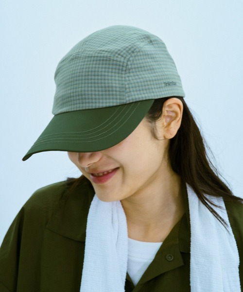 BROKEN BASE(ブロークンベース)の「ボーダーラインチェックCAP(キャップ・メンズ・アイボリー/グリーン・フリー)」の3枚目の写真