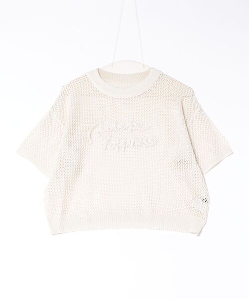 セール】コード刺繍半袖メッシュニットプルオーバー（ニット
