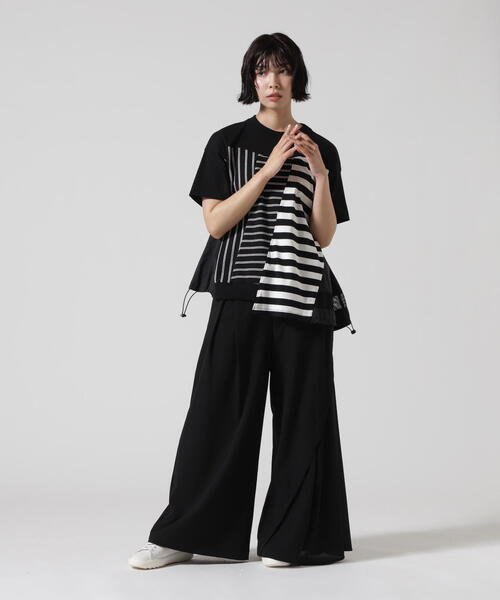 AULA AILA（アウラアイラ）の「AULA AILA/アウラアイラ/BORDER COMBINATION T-SHIRT/ボーダーコンビネーションTシャツ（Tシャツ/カットソー・レディース・ホワイト系2/ブラック・0）」の4枚目の写真