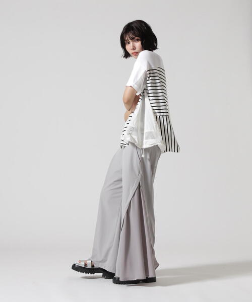 AULA AILA（アウラアイラ）の「AULA AILA/アウラアイラ/BORDER COMBINATION T-SHIRT/ボーダーコンビネーションTシャツ（Tシャツ/カットソー・レディース・ホワイト系2/ブラック・0）」の18枚目の写真