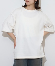 無地ビッグシルエット接触冷感フェイクレイヤード半袖Tシャツ