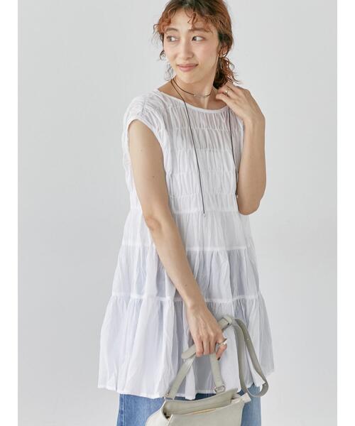 Lugnoncure（ルノンキュール）の「シャーリングティアードブラウス《2025summer catalog item》（シャツ/ブラウス・レディース・ミント/ブラック/オフホワイト・F）」の2枚目の写真