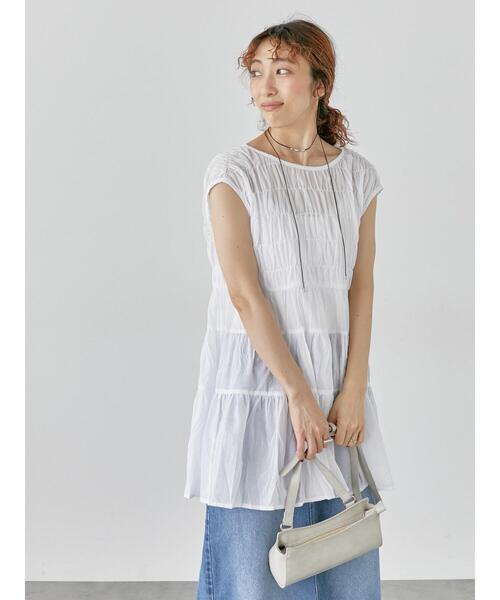 Lugnoncure（ルノンキュール）の「シャーリングティアードブラウス《2025summer catalog item》（シャツ/ブラウス・レディース・ミント/ブラック/オフホワイト・F）」の12枚目の写真