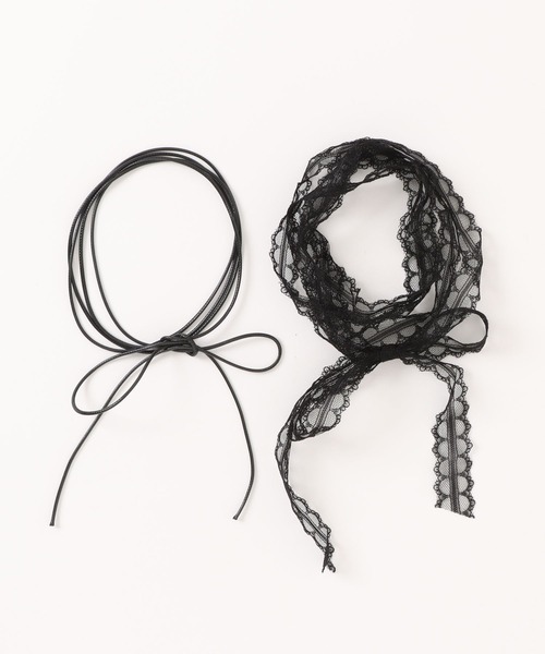 kutir（クティール）の「kutirlune／【2way】ループ×レースタイ　チョーカー（チョーカー・レディース・ブラック/ライトホワイト・FREE）」の5枚目の写真