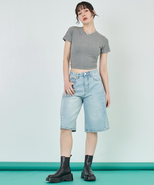 ANAP（アナップ）の「ウォッシュ 加工 ハーフ デニム パンツ（デニムパンツ・レディース・ブルー/ライトブルー・S/M）」の4枚目の写真