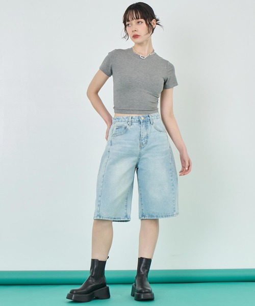 ANAP（アナップ）の「ウォッシュ 加工 ハーフ デニム パンツ（デニムパンツ・レディース・ブルー/ライトブルー・S/M）」の5枚目の写真