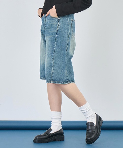 ANAP（アナップ）の「ウォッシュ 加工 ハーフ デニム パンツ（デニムパンツ・レディース・ブルー/ライトブルー・S/M）」の7枚目の写真