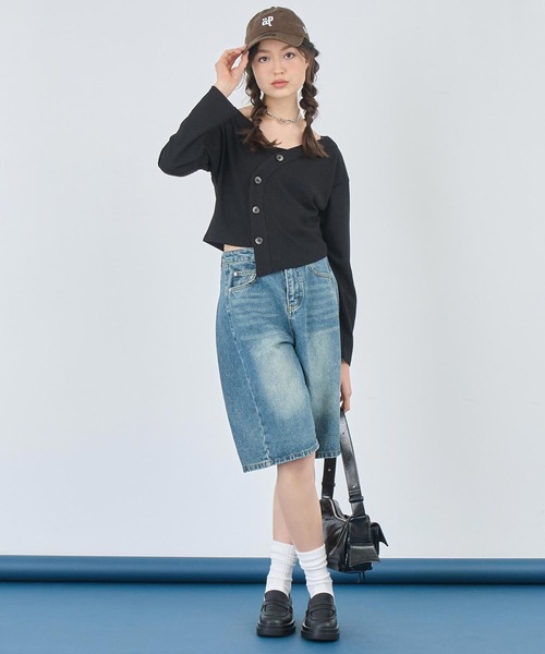 ANAP（アナップ）の「ウォッシュ 加工 ハーフ デニム パンツ（デニムパンツ・レディース・ブルー/ライトブルー・S/M）」の9枚目の写真