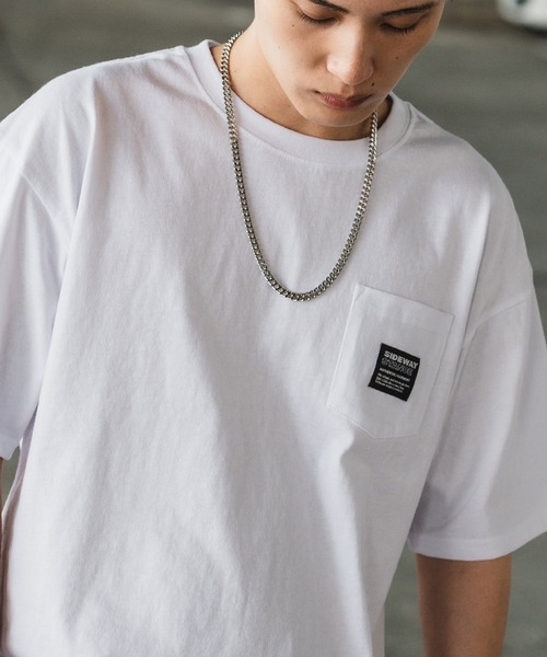 SIDEWAY STANCE(サイドウェイスタンス)の「【SIDEWAY STANCE】ワンポイント 半袖ポケT(Tシャツ/カットソー・メンズ・ホワイト/ブラック/ホワイト系/ブラック系・SMALL/MEDIUM/LARGE/X-LARGE)」の2枚目の写真