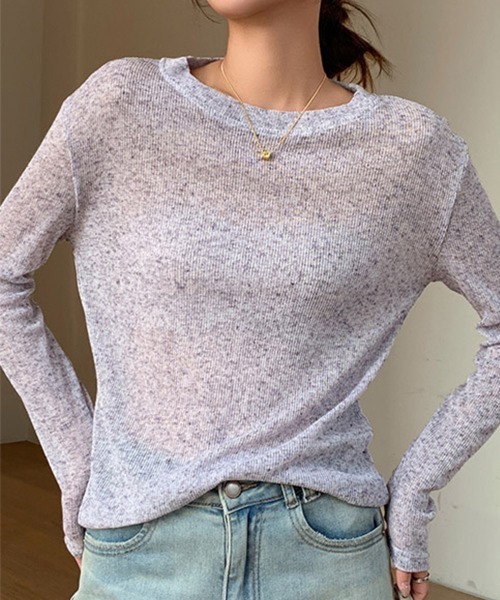 Miniministore(ミニミニストア)の「長袖Tシャツ レディース 無地 透け(Tシャツ/カットソー・レディース・ブルー/ブラック/ラベンダー/ホワイト/グレー・L/M)」の15枚目の写真