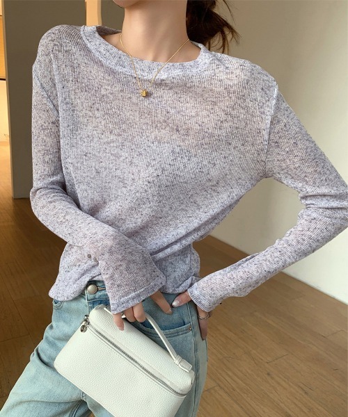 Miniministore(ミニミニストア)の「長袖Tシャツ レディース 無地 透け(Tシャツ/カットソー・レディース・ブルー/ブラック/ラベンダー/ホワイト/グレー・L/M)」の17枚目の写真