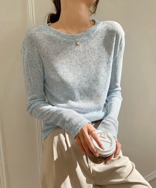 Miniministore(ミニミニストア)の「長袖Tシャツ レディース 無地 透け(Tシャツ/カットソー・レディース・ブルー/ブラック/ラベンダー/ホワイト/グレー・L/M)」の21枚目の写真