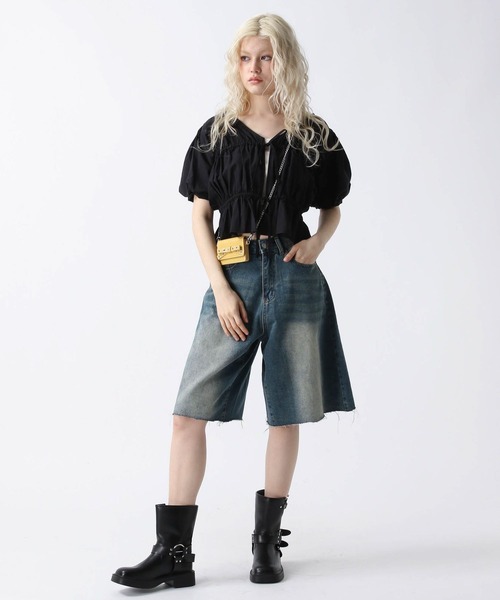 FOREVER 21（フォーエバー トゥエンティーワン）の「【2025SS】フロントリボンコットンパフブラウス（シャツ/ブラウス・レディース・オフホワイト/ブラック/ベージュ・FREE）」の14枚目の写真