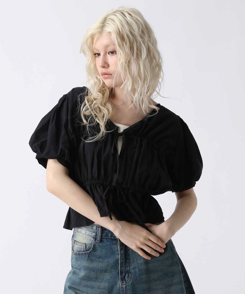 FOREVER 21（フォーエバー トゥエンティーワン）の「【2025SS】フロントリボンコットンパフブラウス（シャツ/ブラウス・レディース・オフホワイト/ブラック/ベージュ・FREE）」の18枚目の写真