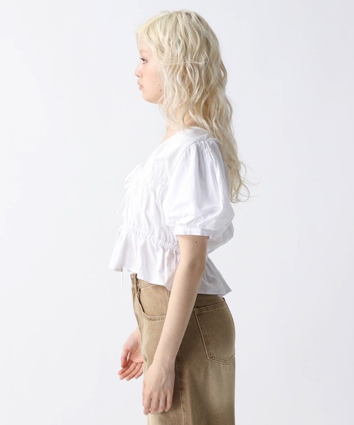 FOREVER 21（フォーエバー トゥエンティーワン）の「【2025SS】フロントリボンコットンパフブラウス（シャツ/ブラウス・レディース・オフホワイト/ブラック/ベージュ・FREE）」の20枚目の写真