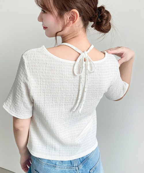 moment+（モーメントプラス）の「キャミレイヤード風半袖カーデトップス（Tシャツ/カットソー・レディース・イエロー系その他/ナチュラル/ホワイト系その他/オフホワイト/ブラック/ブラック系その他・M）」の22枚目の写真