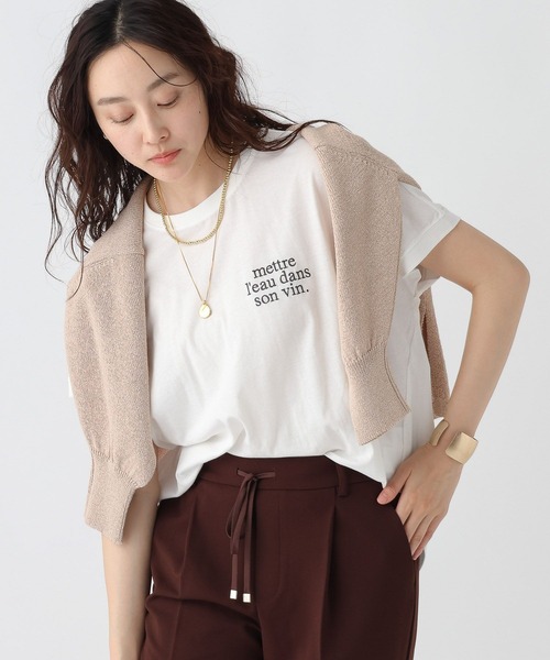 Elura（エルーラ）の「セミハリ感刺繍Ｔシャツ/492839（Tシャツ/カットソー・レディース・ホワイト/マスタード/ブラック・LARGE/MEDIUM）」の2枚目の写真