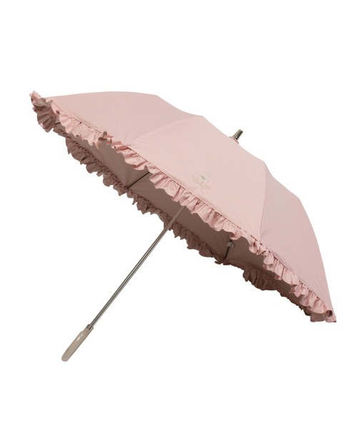CELINE 日傘 オレンジ フリル付き WEB限定】遮光 晴雨兼用折りたたみ日傘 ”クリザンテーム×スカラ