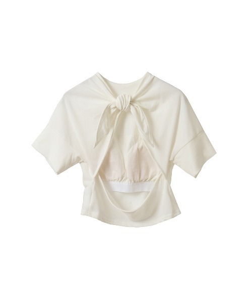 CLANE(クラネ)の「CLANE/クラネ/BACK OPEN RIBBON TOPS(Tシャツ/カットソー・レディース・ホワイト/ブラック・1)」の10枚目の写真