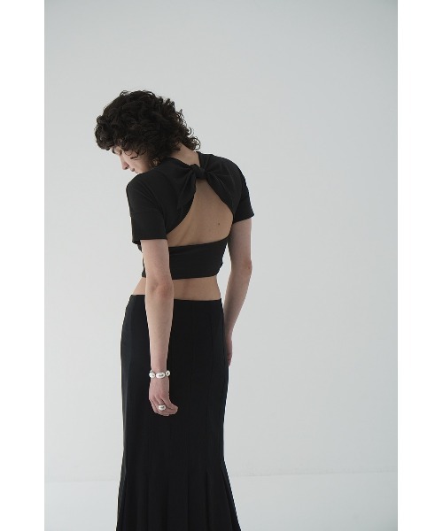 CLANE(クラネ)の「CLANE/クラネ/BACK OPEN RIBBON TOPS(Tシャツ/カットソー・レディース・ホワイト/ブラック・1)」の17枚目の写真