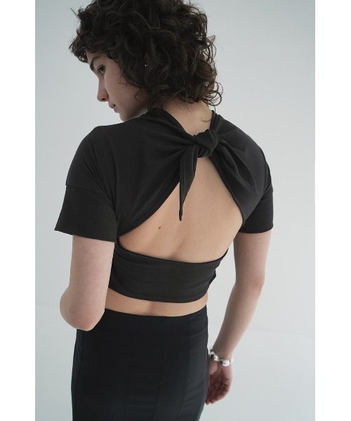 CLANE/クラネ/BACK OPEN RIBBON TOPS（Tシャツ/カットソー