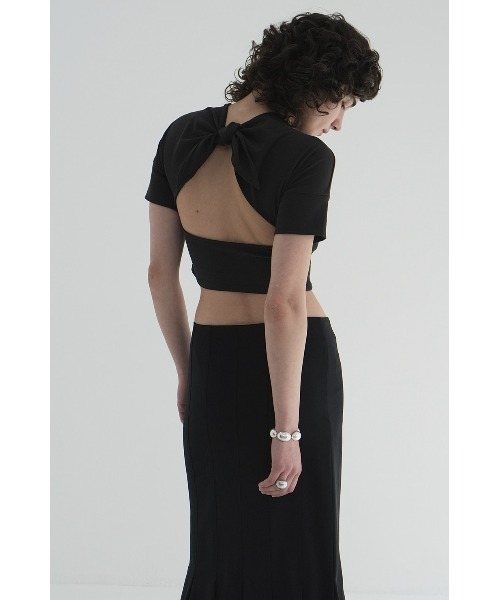 CLANE(クラネ)の「CLANE/クラネ/BACK OPEN RIBBON TOPS(Tシャツ/カットソー・レディース・ホワイト/ブラック・1)」の22枚目の写真