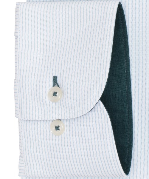 TOKYO SHIRTS(トウキョウシャツ)の「形態安定ノンアイロン ボタンダウン 長袖ストレッチビジネスワイシャツ(大きいサイズ・長いサイズ)(ビジネスシャツ・メンズ・グリーン・首回り39cm-裄丈88cm/首回り41cm-裄丈90cm/首回り42cm-裄丈90cm/首回り43cm-裄丈90cm/首回り45cm-裄丈82cm/首回り45cm-裄丈86cm/首回り45cm-裄丈90cm/首回り47cm-裄丈86cm/首回り47cm-裄丈90cm)」の3枚目の写真
