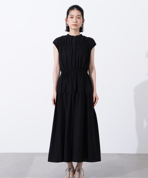 N.(N. Natural Beauty Basic)(エヌエヌナチュラルビューティーベーシック)の「フレンチスリーブギャザーワンピース(ワンピース・レディース・ブラック/ブルー/グリーン・MEDIUM)」の10枚目の写真