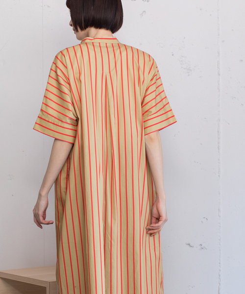 POU DOU DOU（プードゥドゥ）の「ストライプアウトポケットシャツワンピース（ワンピース・レディース・アイボリー/ベージュ/ブルー・M）」の10枚目の写真